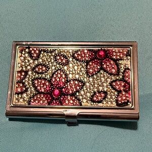 Floral Rhinestone Card Holder